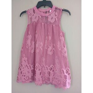 Xhilaration Pink Lace Blouse Keyhole Sleeveless Size Small